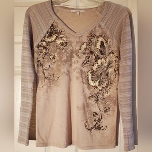 Ladies Medium Miss Me Long-sleeve Shirt - gold